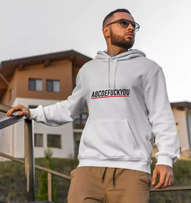 Pánska mikina - ABCDEFUCKYOU - Farba: Čierna, Veľkosť: XXL
