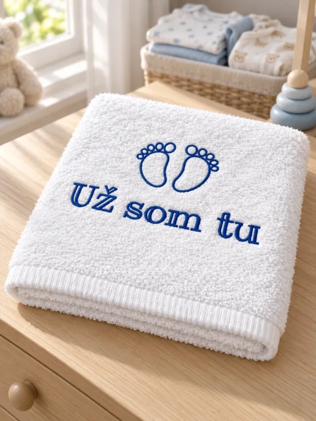 Vyšívaná osuška - Už som tu