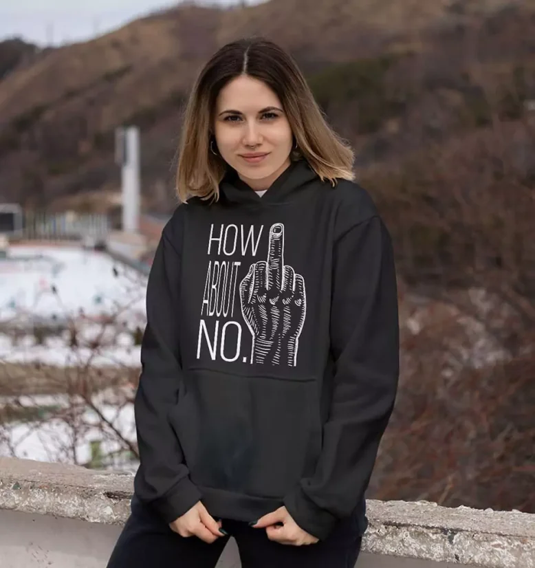 Dámska mikina - How About No - Farba: Biela, Veľkosť: XXL