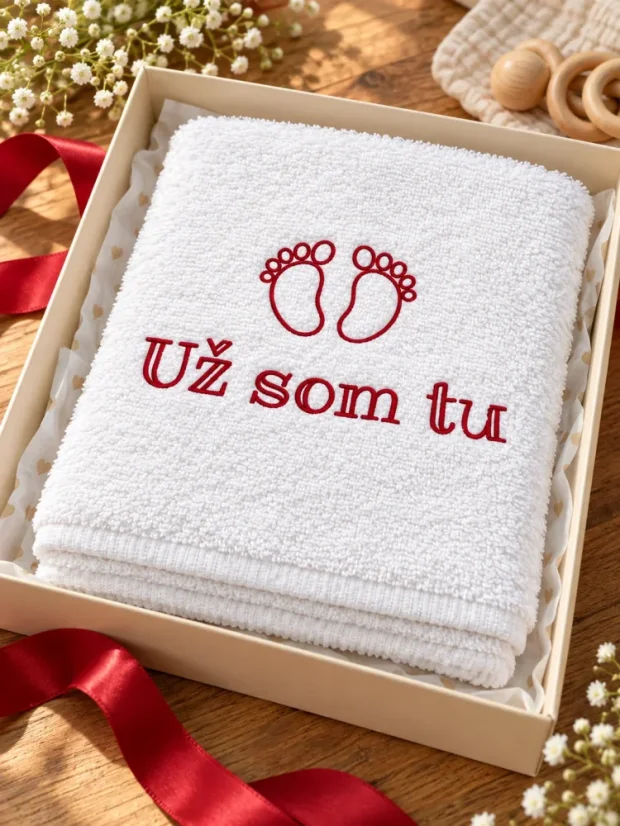 Vyšívaná osuška - Už som tu