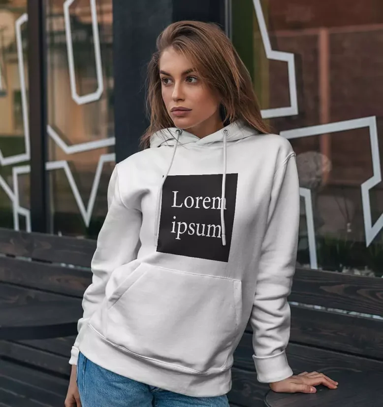 Dámska mikina - Lorem Ipsum V3 - Farba: Biela, Veľkosť: XXL