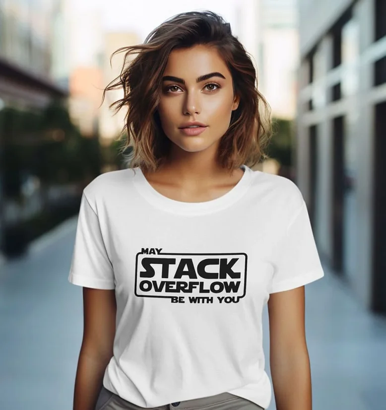 Dámske tričko - Stack Overflow - Farba: Čierna, Veľkosť: L