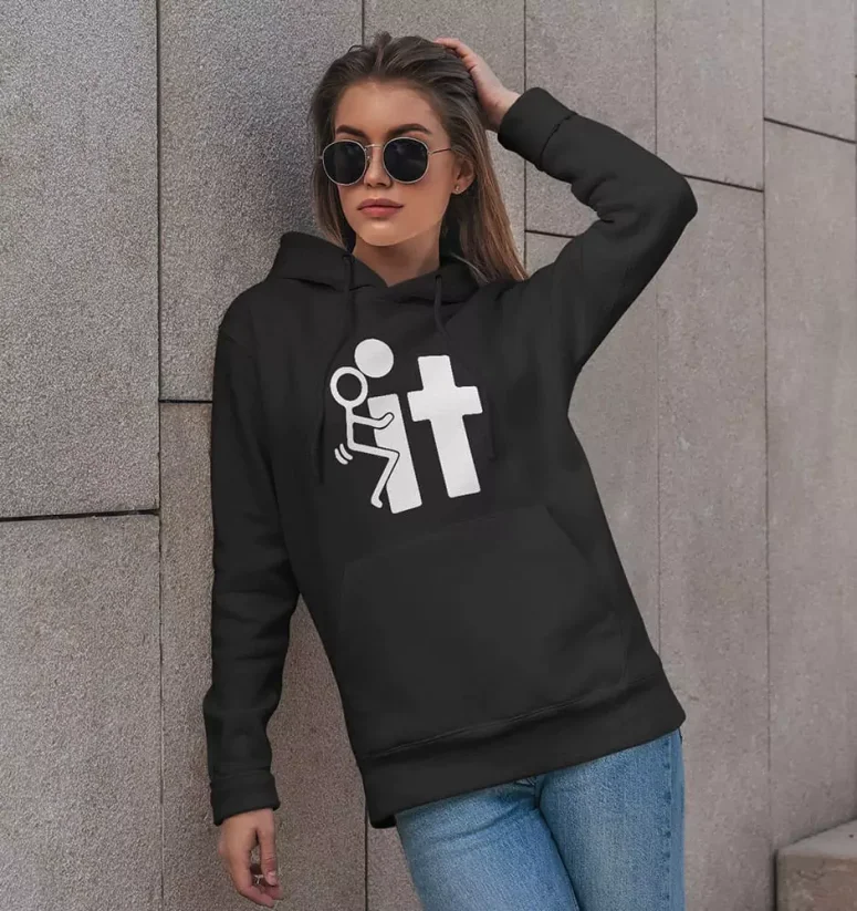 Dámska mikina - Fuck it - Farba: Čierna, Veľkosť: XL