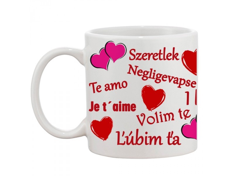 Biely hrnček - Ľúbim ťa - Rôzne jazyky