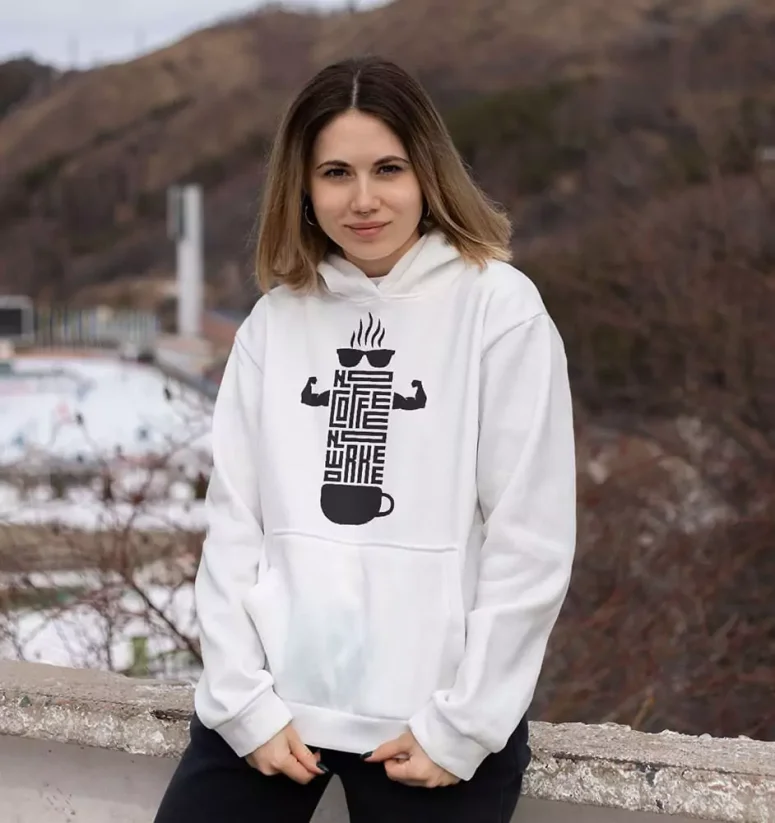 Dámska mikina - No Coffee No Workee - Farba: Biela, Veľkosť: XL