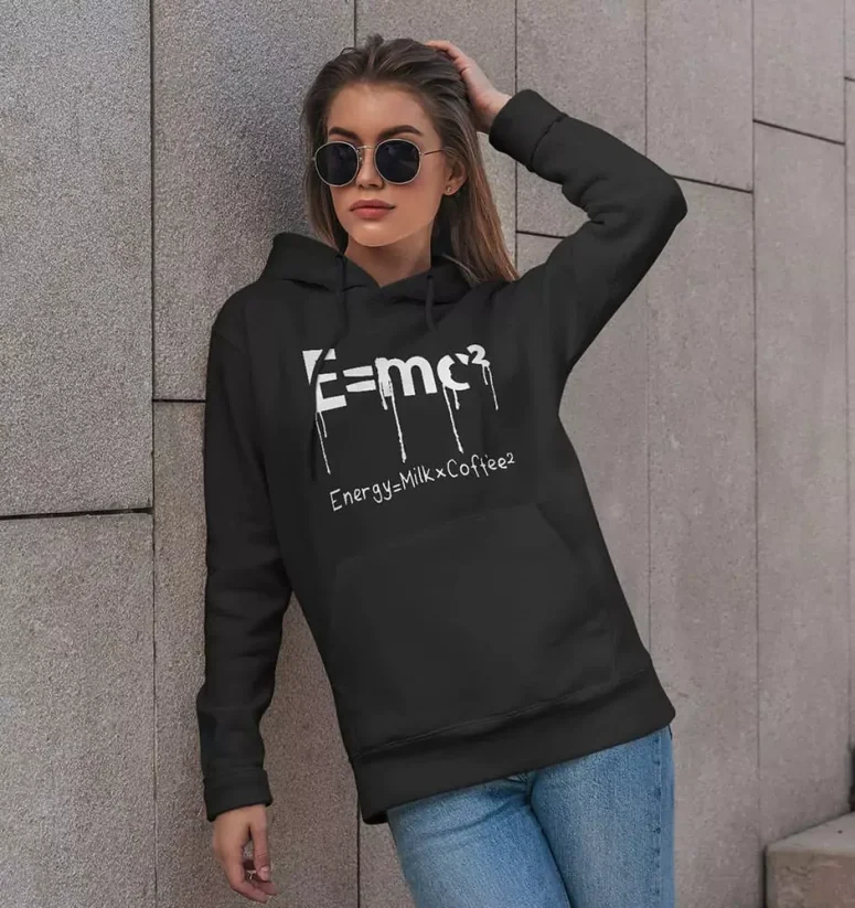 Dámska mikina - Einstein Coffee - Farba: Čierna, Veľkosť: M