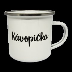 Biely smaltovaný hrnček Kávopička