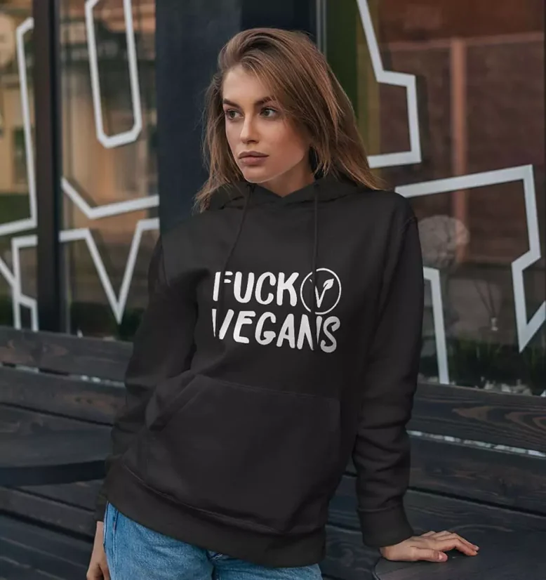 Dámska mikina - Fuck Vegans - Farba: Čierna, Veľkosť: M