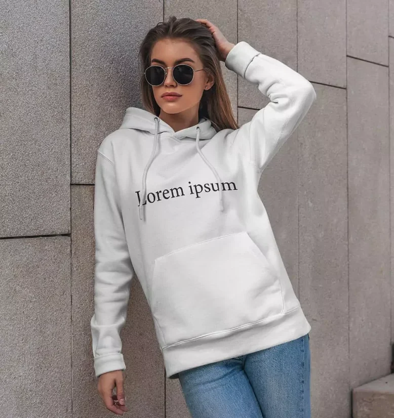 Dámska mikina - Lorem Ipsum V1 - Farba: Biela, Veľkosť: L