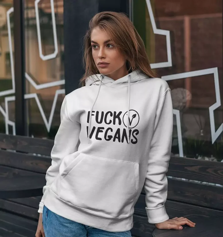 Dámska mikina - Fuck Vegans - Farba: Čierna, Veľkosť: M