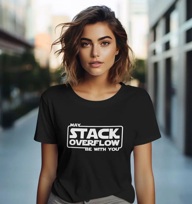 Dámske tričko - Stack Overflow - Farba: Čierna, Veľkosť: L