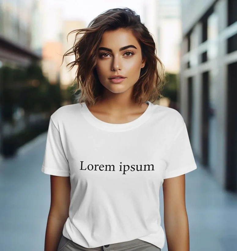 Dámske tričko - Lorem Ipsum V1 - Farba: Biela, Veľkosť: L