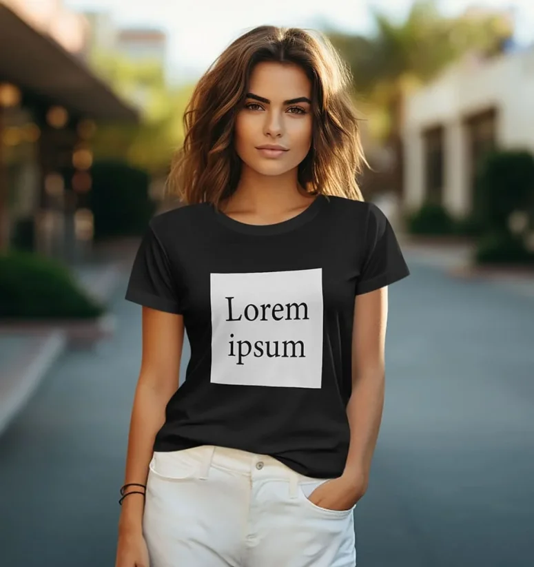 Dámske tričko - Lorem Ipsum V3 - Farba: Čierna, Veľkosť: M