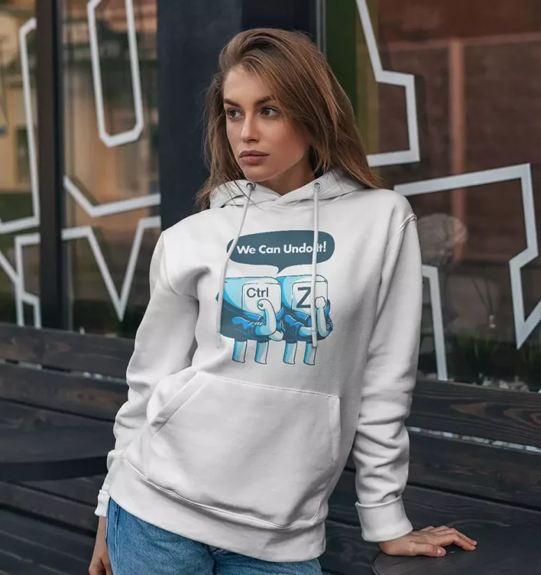 Dámska mikina - CTRL Z - Farba: Biela, Veľkosť: XL