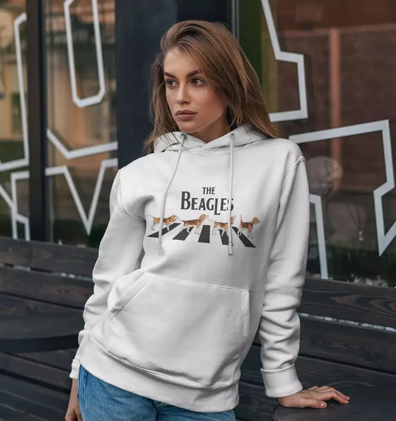Dámska mikina - The Beagles - Farba: Biela, Veľkosť: L