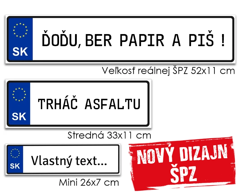 ŠPZ-tka s vlastným textom