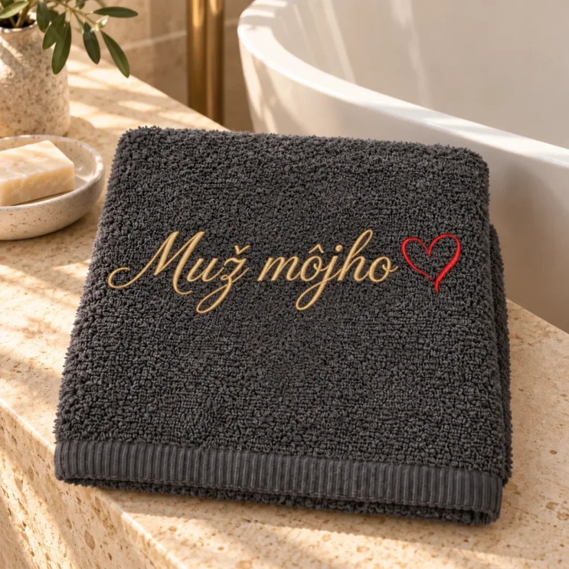 Vyšívaná osuška - Muž môjho ♥