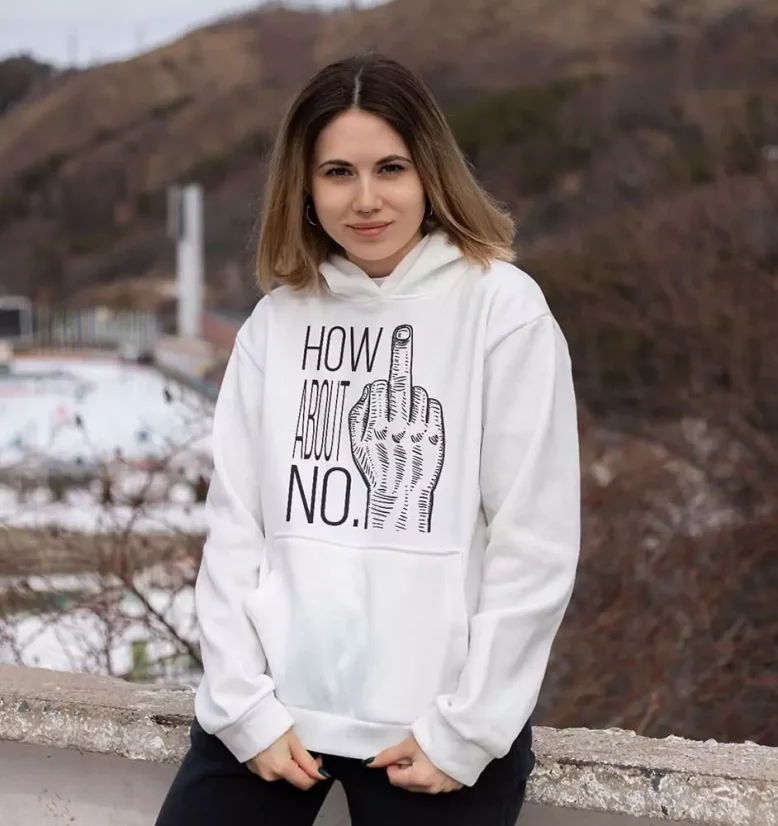 Dámska mikina - How About No - Farba: Biela, Veľkosť: XXL