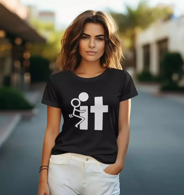 Dámske tričko - Fuck it - Farba: Čierna, Veľkosť: L