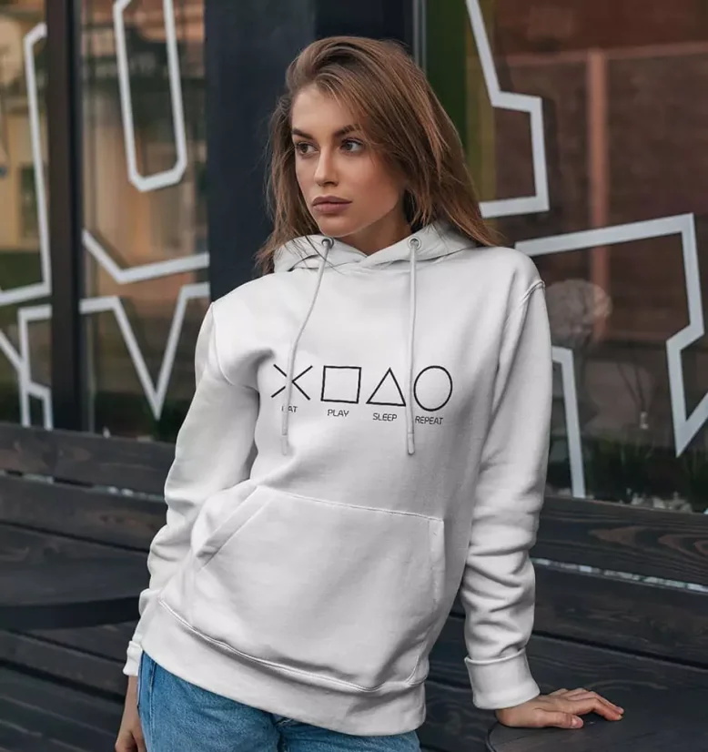 Dámska mikina - Eat Play Sleep Repeat - Farba: Čierna, Veľkosť: XS