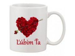 Biely hrnček - Ľúbim ťa - Ruža