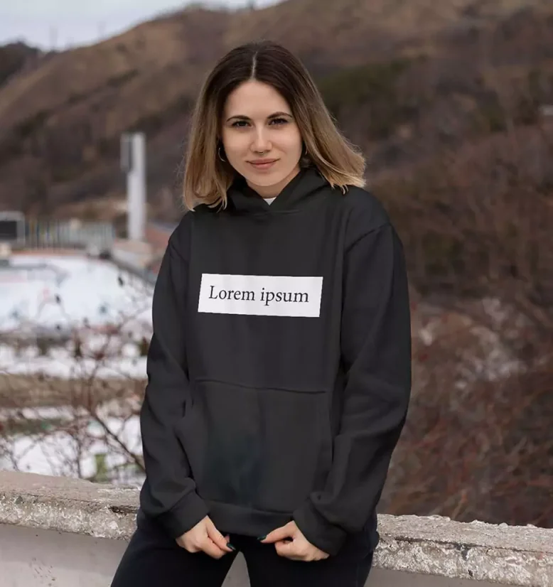 Dámska mikina - Lorem Ipsum V2 - Farba: Čierna, Veľkosť: XL