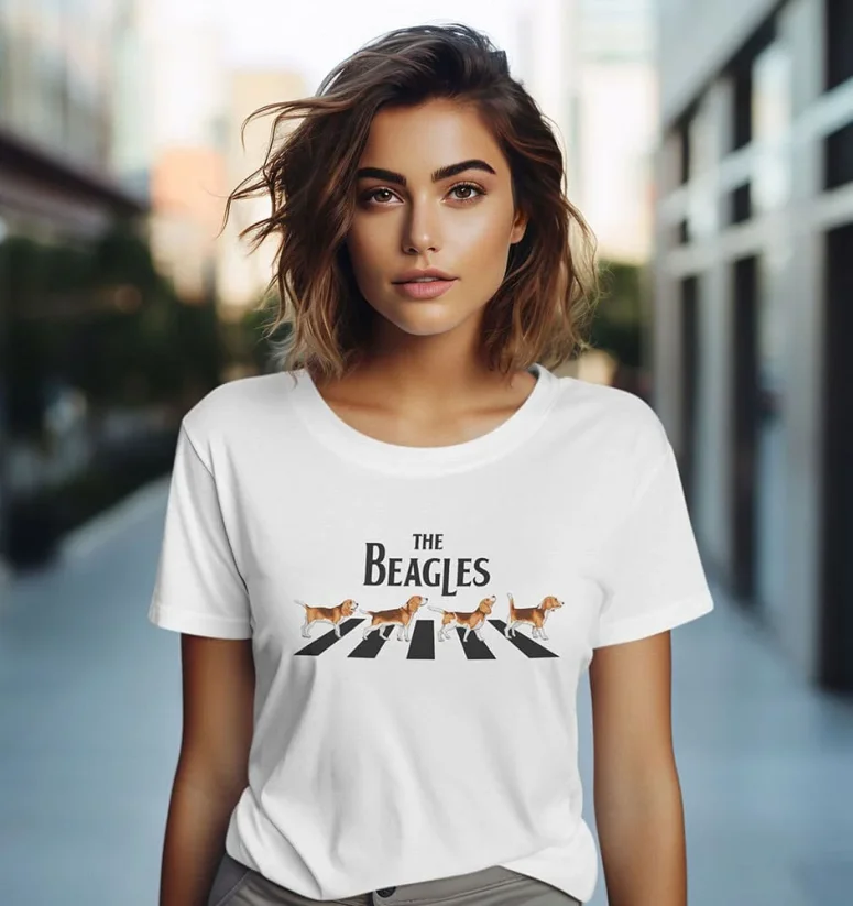 Dámske tričko - The Beagles - Farba: Biela, Veľkosť: L