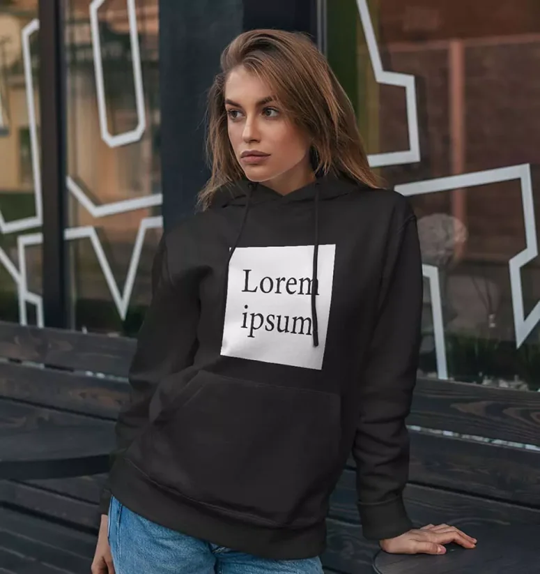 Dámska mikina - Lorem Ipsum V3 - Farba: Čierna, Veľkosť: XS