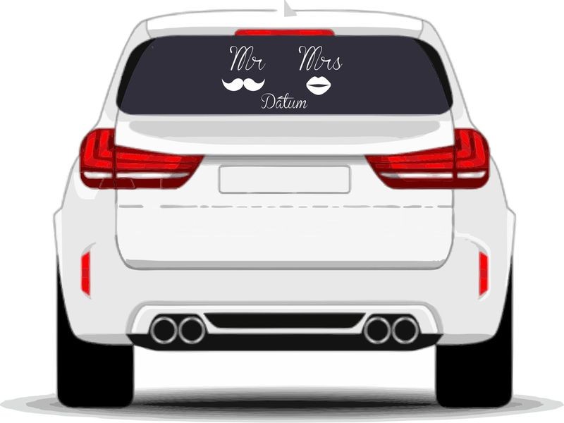 Nálepka Mr. a Mrs. - Farba: Čierna, Rozmer nálepky: 70 x 35 cm