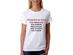 Vtipné tričko - Pracujem na 100% - Dámske