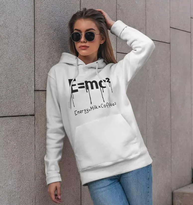 Dámska mikina - Einstein Coffee - Farba: Biela, Veľkosť: XXL
