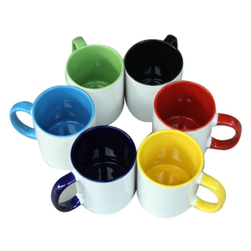 Farebný hrnček s potlačou - Farba: Žltá, Možnosť potlače hrnčeka: s dvoma fotkami (+1 €)