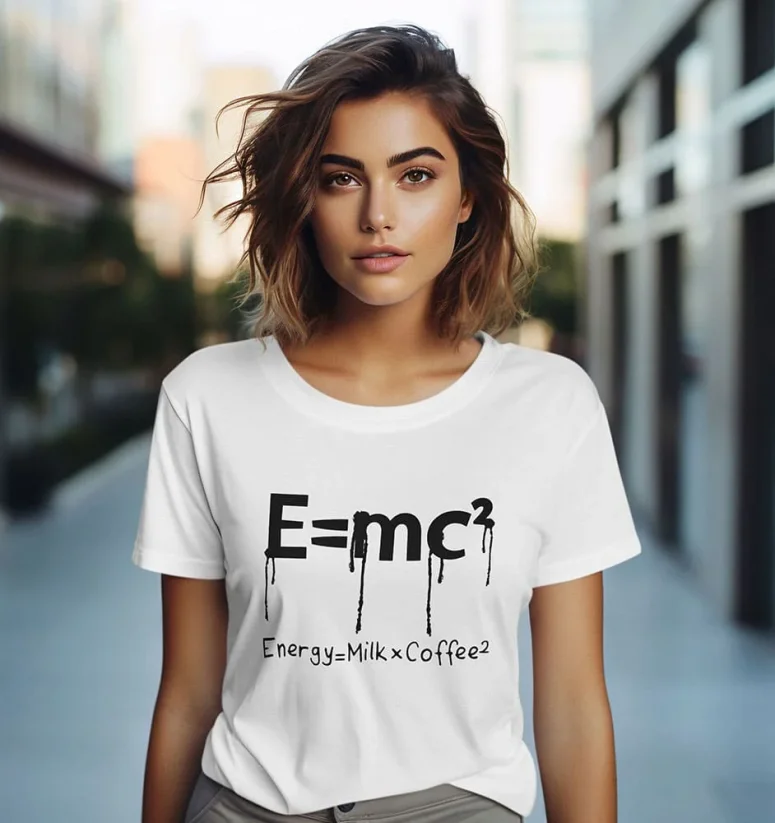 Dámske tričko - Einstein Coffee - Farba: Čierna, Veľkosť: XXL