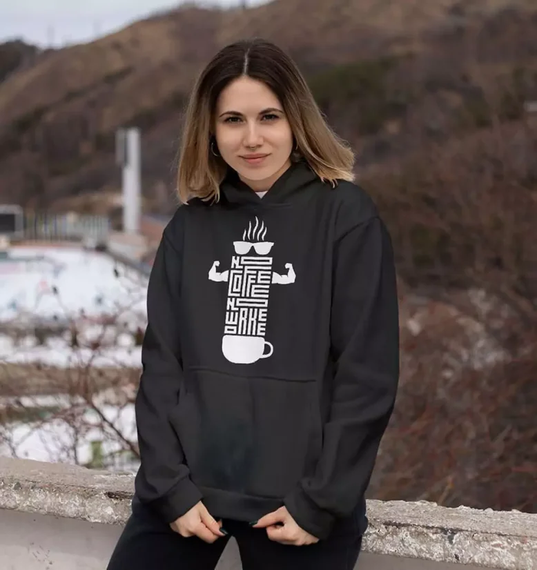 Dámska mikina - No Coffee No Workee - Farba: Čierna, Veľkosť: XS