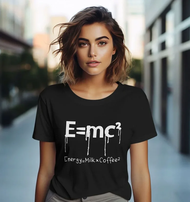 Dámske tričko - Einstein Coffee - Farba: Čierna, Veľkosť: XL
